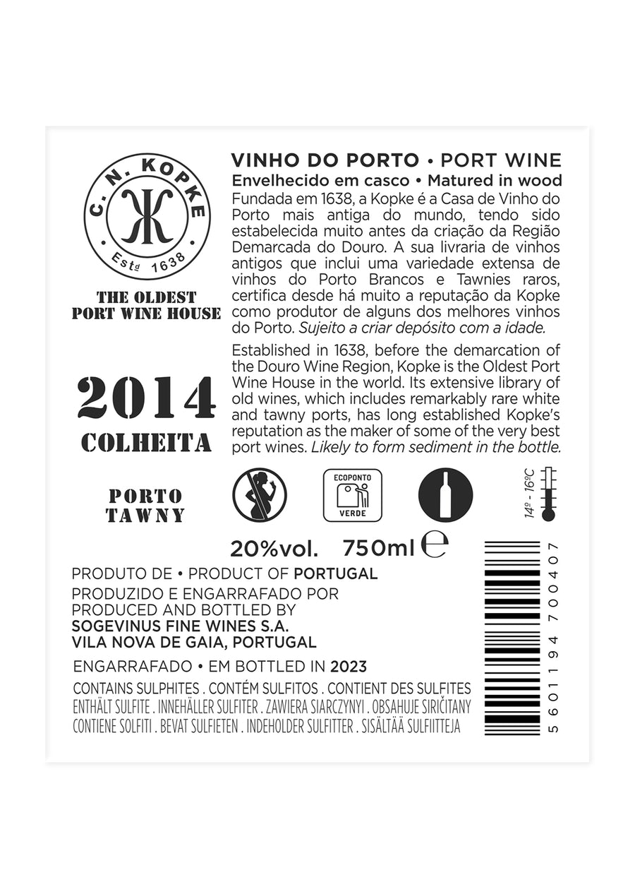 VINHO DO PORTO - KOPKE COLHEITA 2014 TAWNY